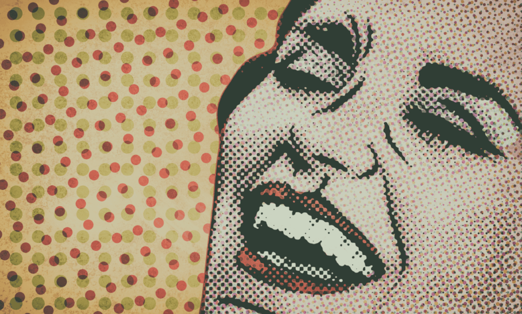 A woman laughing hysterically