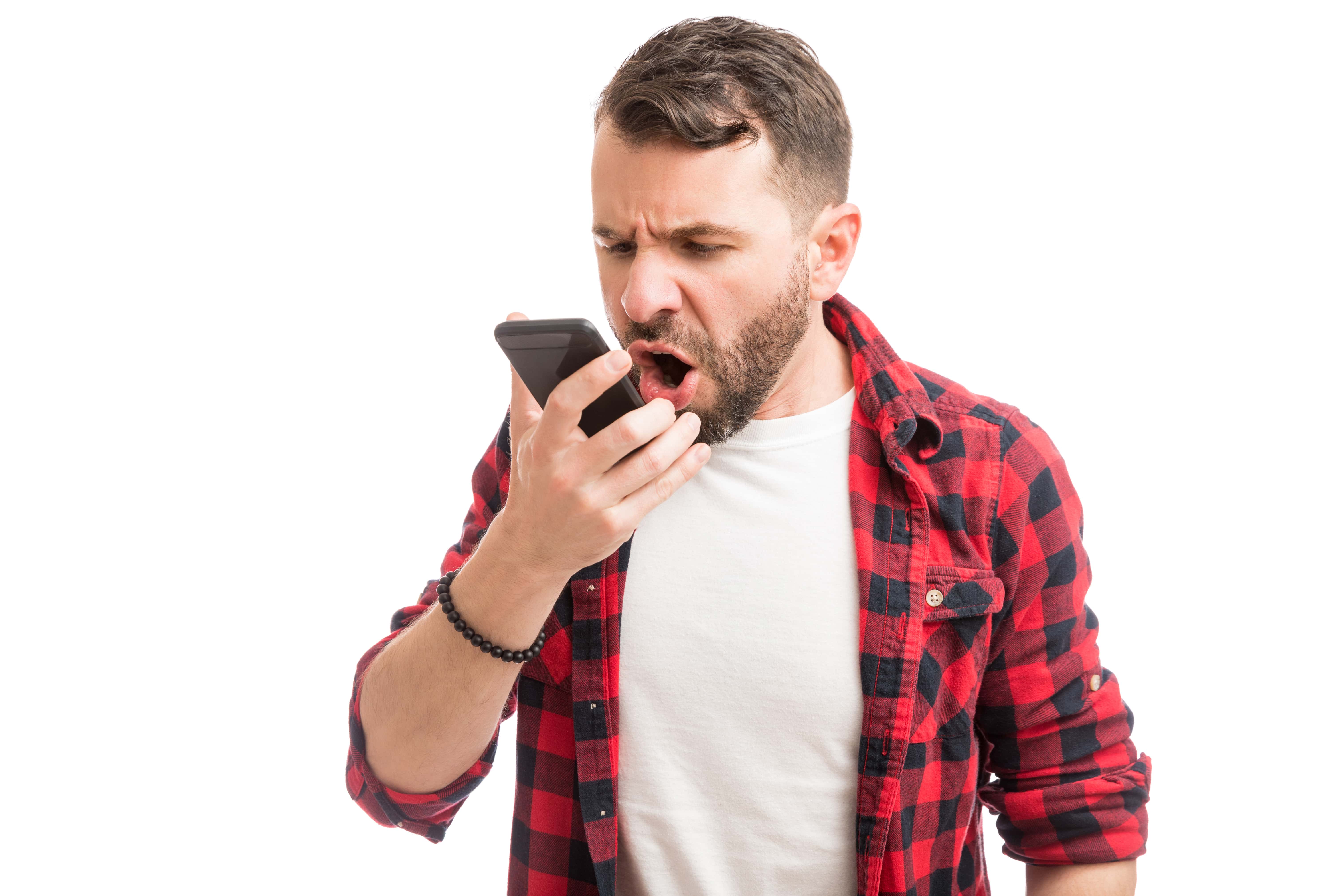 A guy that is irate on a phone call.