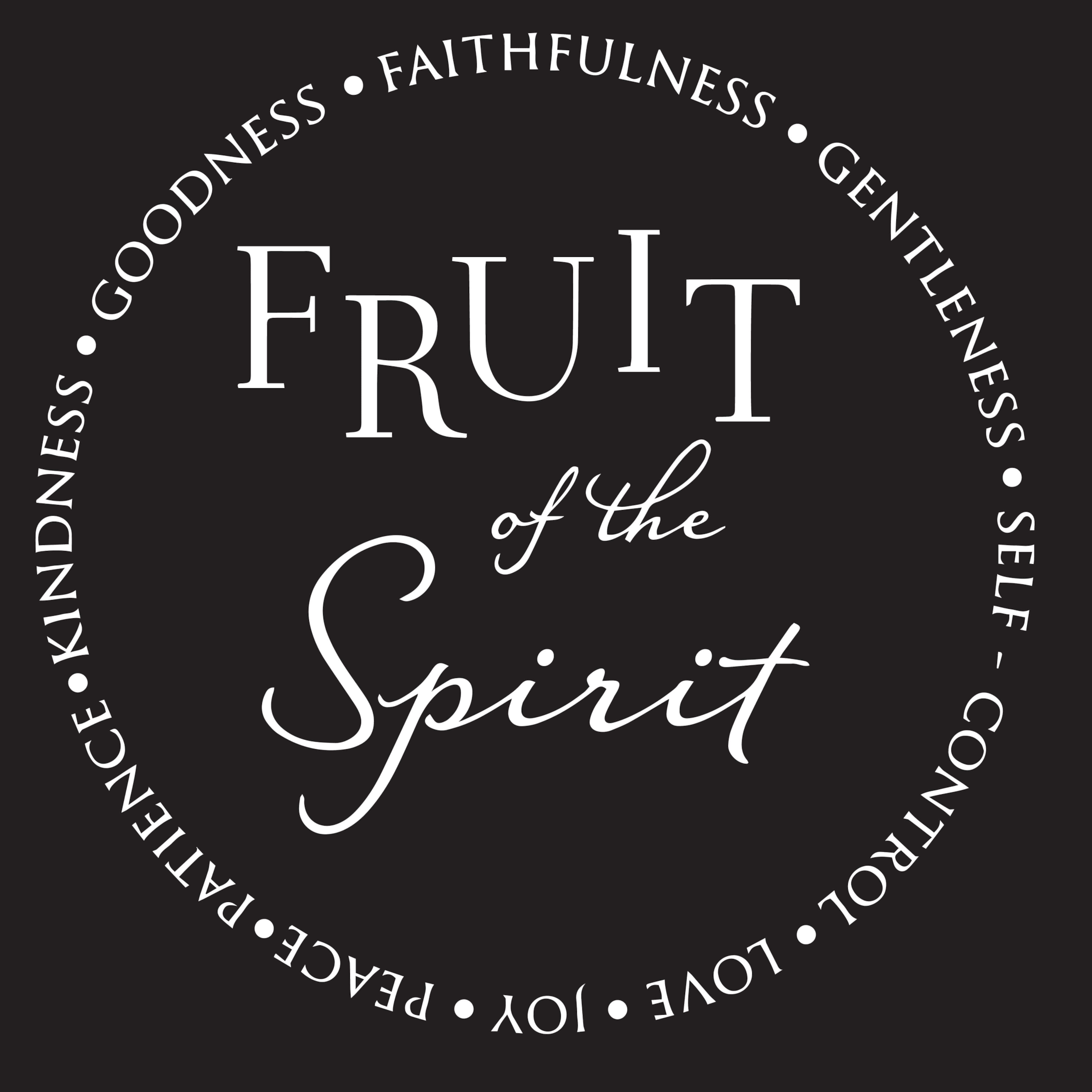 A black and white picture that shows the fruit of the spirit