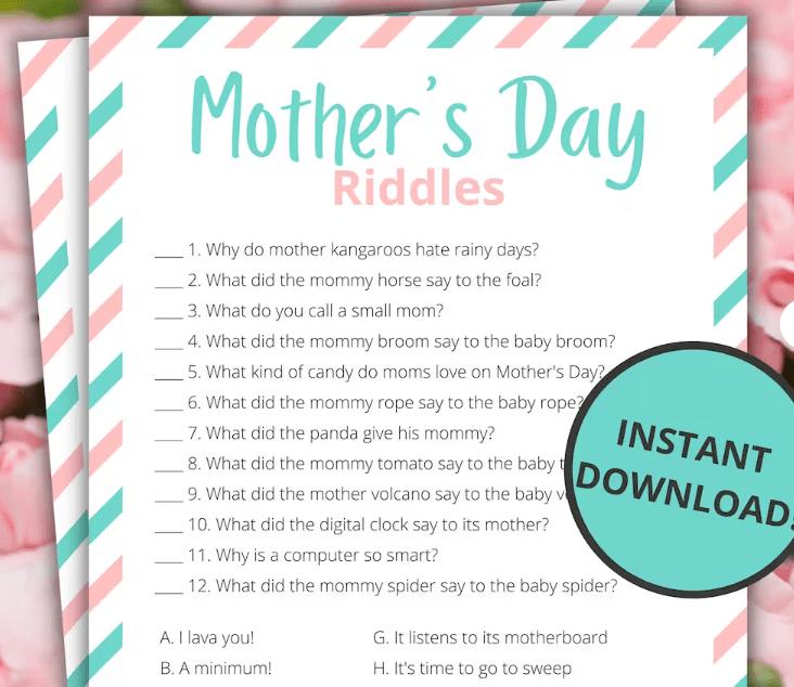 A set of mother's day riddles.
