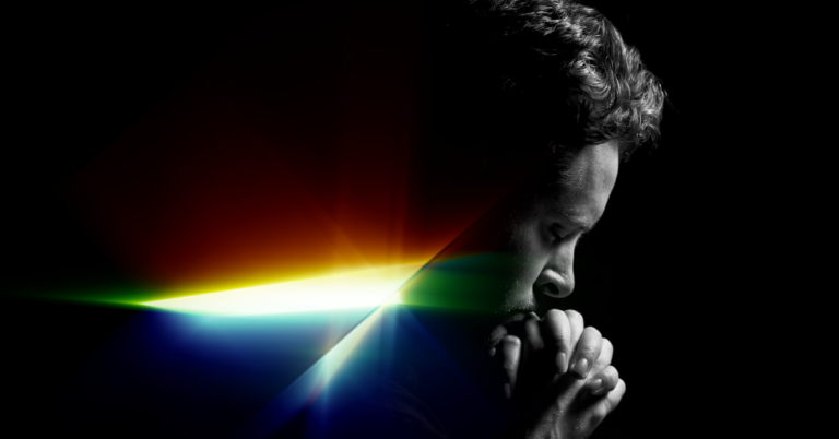 A man with his hands together praying 25 prayers for his wife!