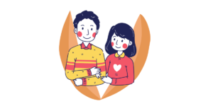 Couple holding onto each other. with rosy cheeks indicating that they are in love.