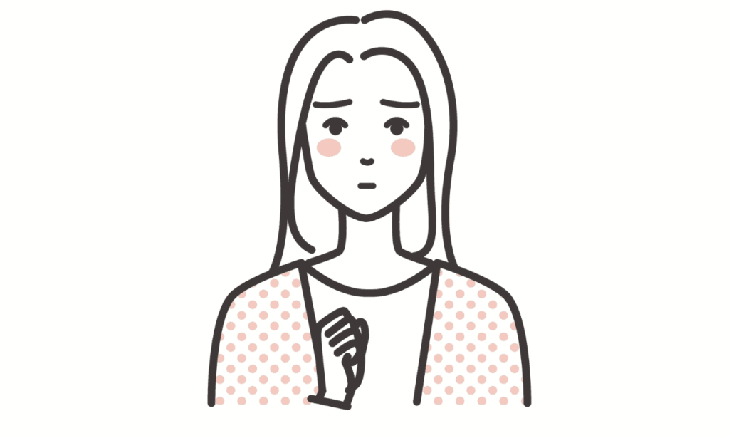 A woman worrying holding her hand tightly gripped